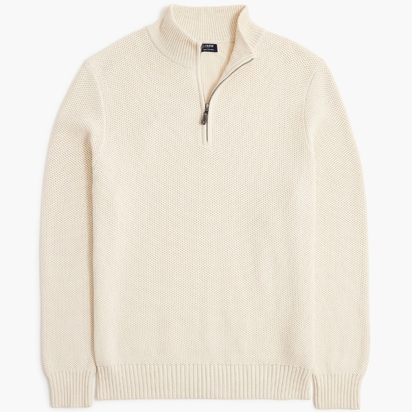 NWT | JCrew Cotton honeycomb knit half-zip | Sz M - Picture 4 of 6